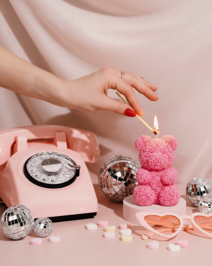 Rose Bear Candle