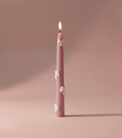Pink Taper Candle with Bows